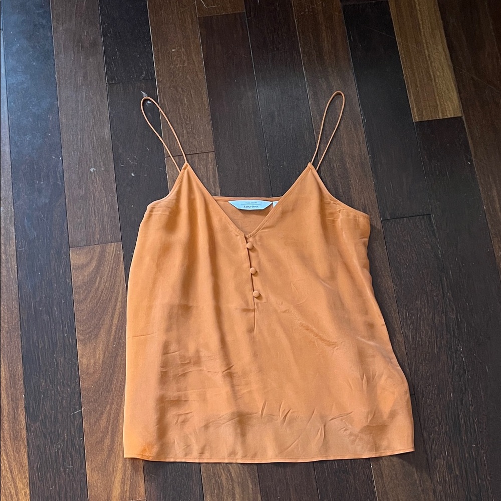 &Other Stories Women's 100% Silk Spaghetti Strap V-Neck Cami Top - Rust Orange